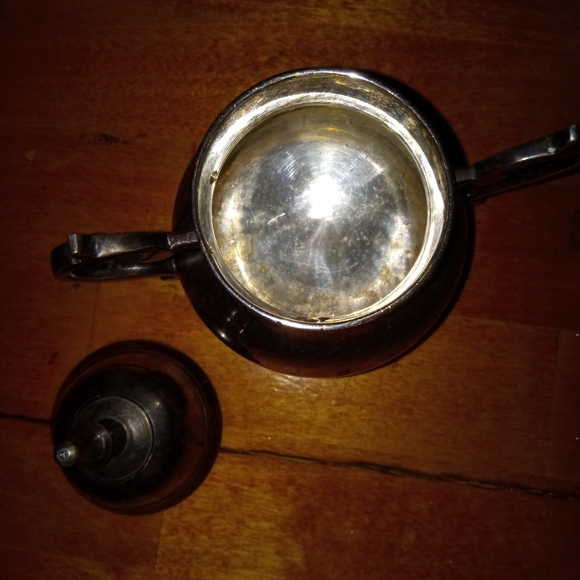 VTG Silverplate Metal Covered Sugar Bowl Pot Double Handles Lid India - Picture 2 of 3